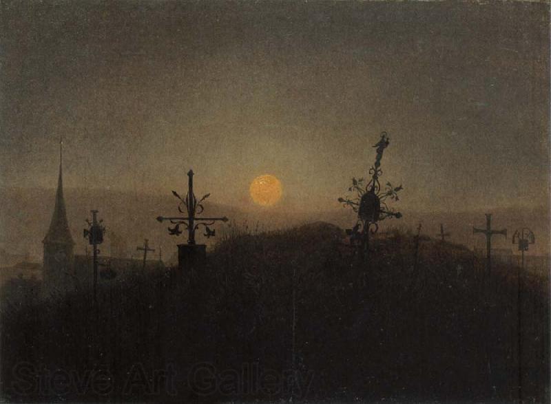 Carl Gustav Carus Cemetery in the Moonlight Norge oil painting art